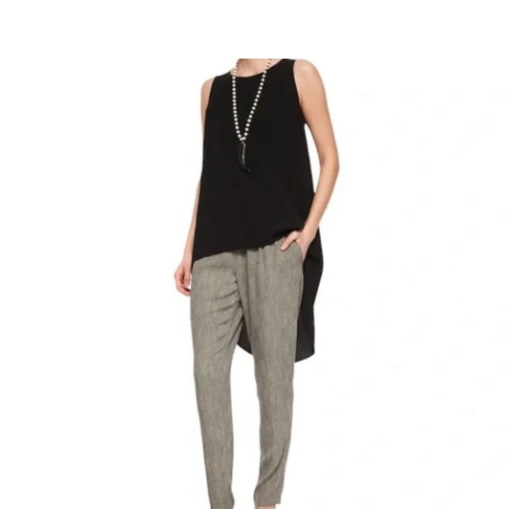 Eileen Fisher Elegant Black and cream chainette-print silk slouchy Pants